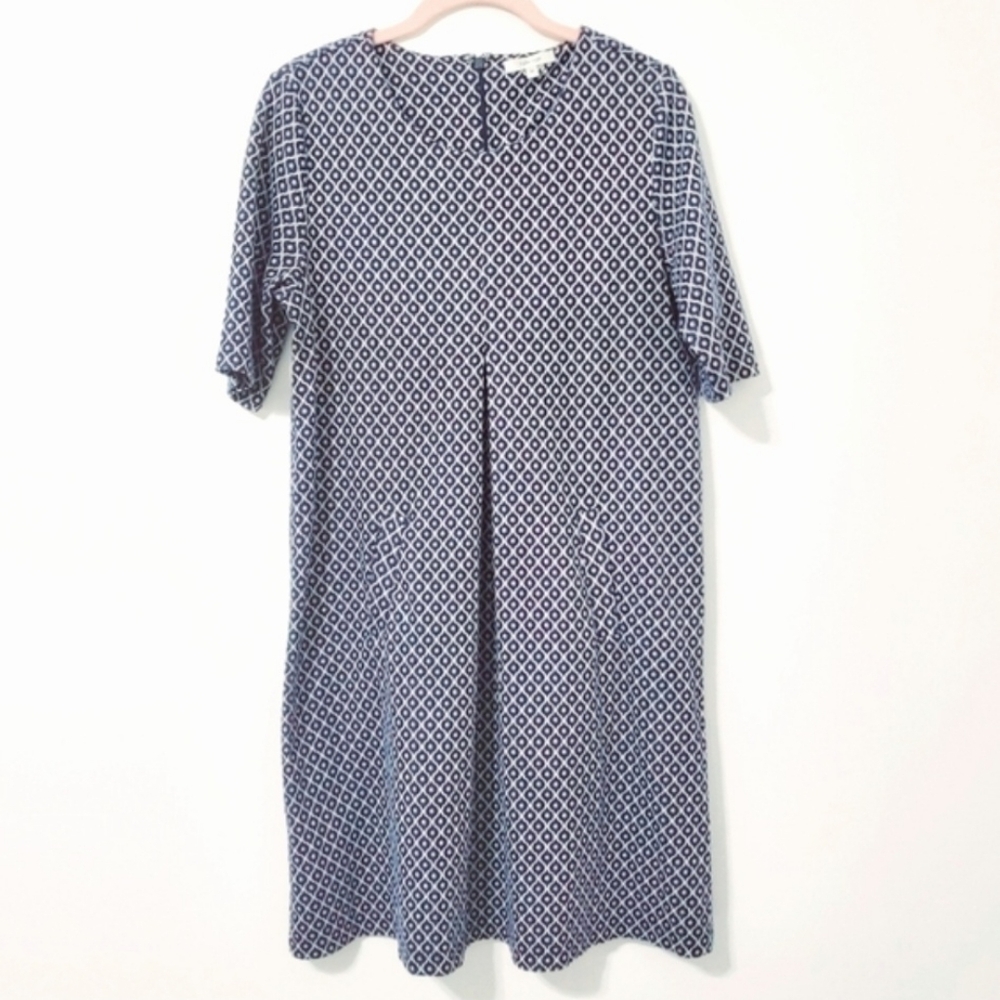 Tyler Boe Cindy Navy White Jaquard Knit Dress Size Medium